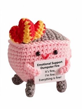 Crochet Emotional Support PINK Dumpster Fire Plush Amigurumi Gift Stress Toy NWT